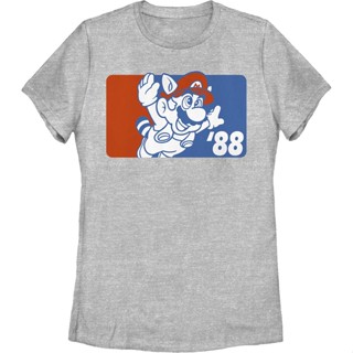 Womens Super Mario Bros 88 Shirt เสื้อผู้ชายเท่ เสื้อผู้ชายเท่ เสื้อยืดเข้ารูป เสื้อยืดสีขาวผู้ชาย