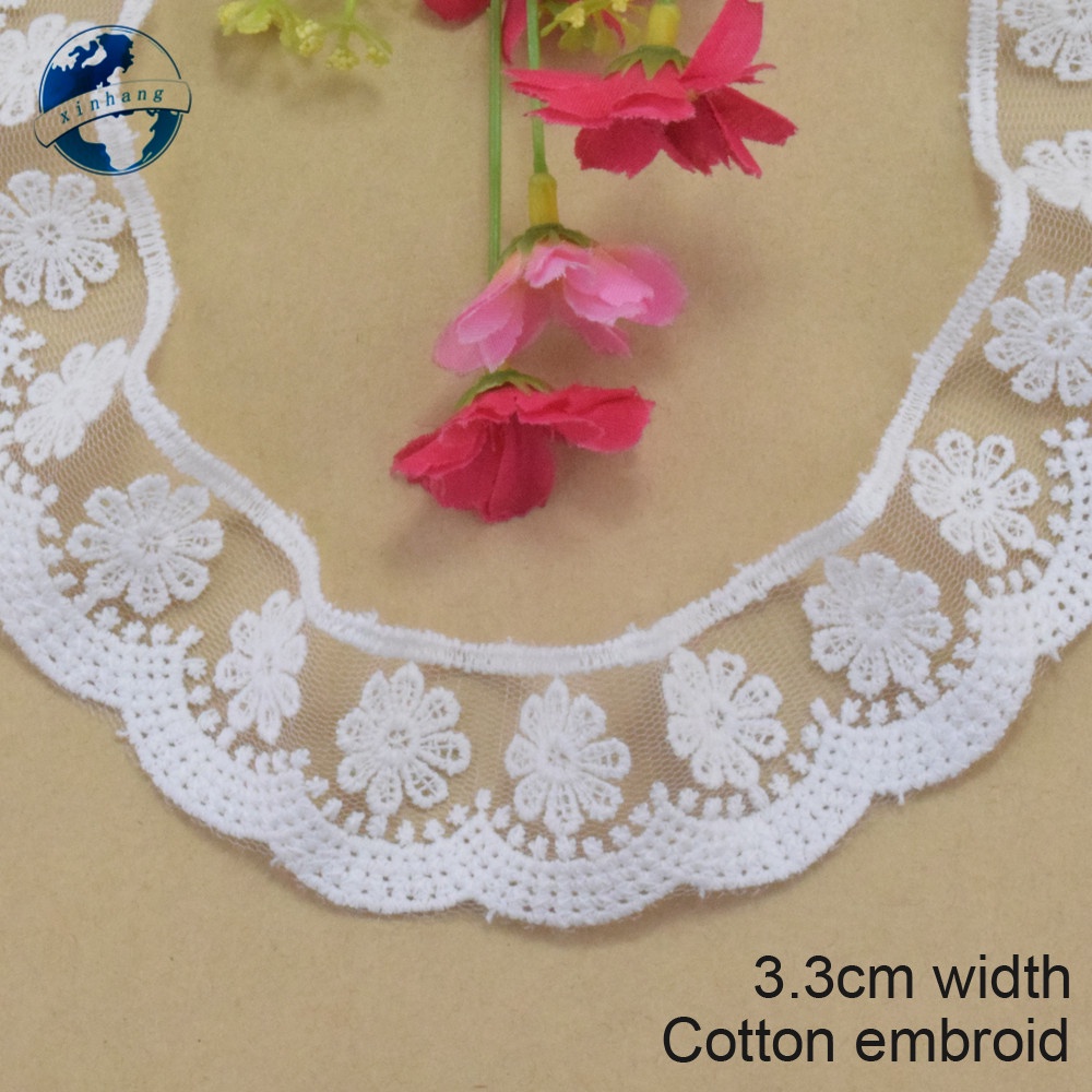 3.3 ซม.ผ้าฝ้ายเย็บปักถักร้อยขอบลูกไม้ลูกไม้ผ้า guipure diy trims มินิเดรสลูกไม้ริบบิ้น garment อุปกรณ์เสริม 2883