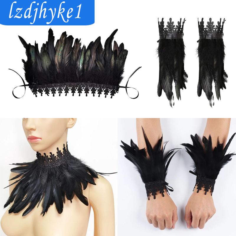 #แฟชั่นโกธิค #ผ้าพันคอขนนกเทียม #เครื่องประดับฮาโลวีน #ผ้าพันคอขน #เครื่องประดับแฟนซี