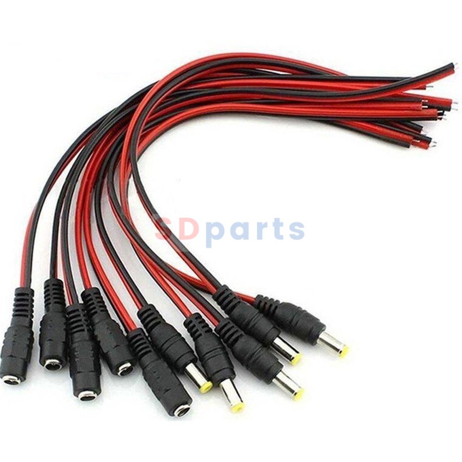 สาย แจ็ค ปลั๊ก สายคู่ แจ็คสายคู่ DC Jack Plug ตัวผู้ ตัวเมีย รูแจ็ค 5.5x2.1mm #AA (1 เส้น)