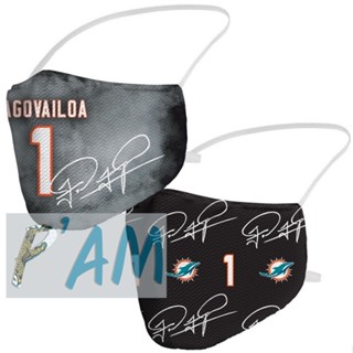 ของแท้ ของใหม่ Tua Tagovailoa Miami Dolphins Fanatics Branded Adult NFL Logo Player Name &amp; Number Face Covering 2-Pack