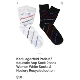 ถุงเท้าเป็นกล่องเลย ได้ 2 คู่ ในกล่อง  Karl Lagerfeld 2 pack logo embroidered socks