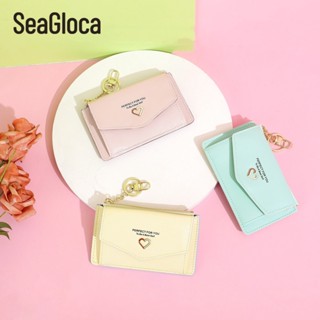 Seagloca ใหม่ กระเป๋าใส่บัตร แบบพับได้ สีพื้น แฟชั่นสําหรับผู้หญิง No.1427