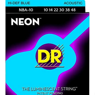 DR Strings NEON สายกีตาร์โปร่ง เบอร์ 10 เรืองแสงในที่มืด สายเคลือบ (Extra Light, 10-48) ** Made in USA **