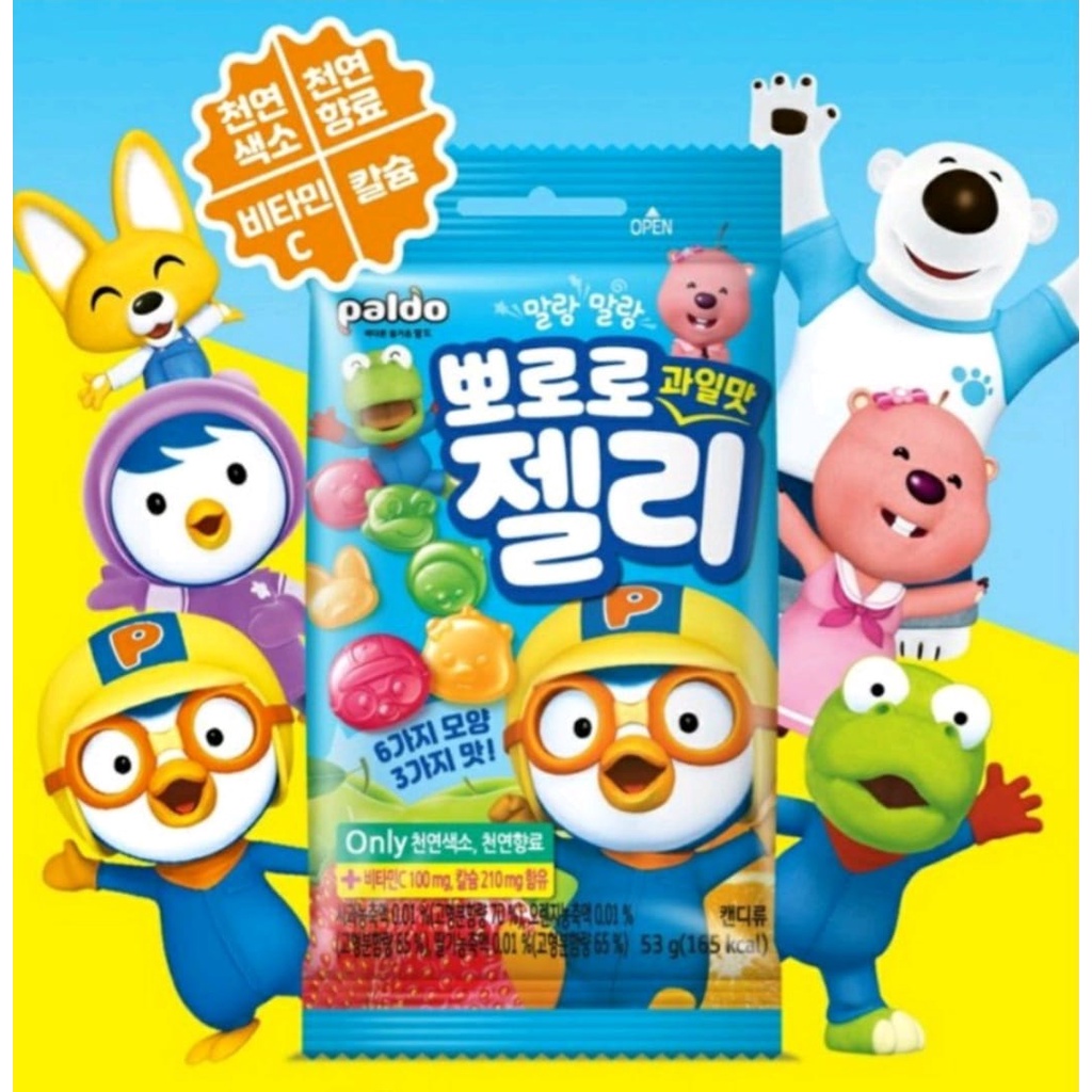 Paldo Pororo Jelly Fruits โปโรโร่ เยลลี่ รสผลไม้รวม 53g