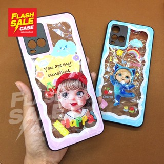 OPPO A3S A5/A9(2020) A15 A16 A16K A53 A54(4G) A93(4G) A94(4G) F9 เคสมือถือใสพิมพ์ลายการ์ตูนน่ารักๆ ผิว3D กันเลนส์กล้อง