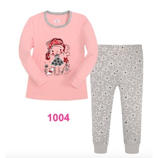 LGLP-1004-LGLP ชุดนอนเด็กหญิง แนวเข้ารูป Slim Fit ผ้า Cotton 100% เนื้อบาง สีชมพู ลายgirl