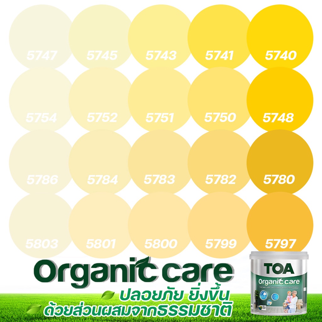 TOA Organic Care ออร์แกนิคแคร์ สีเหลือง 3L สีทาภายใน ปลอดภัยที่สุด ไร้กลิ่น เกรด 15 ปี สีทาภายใน สีทาบ้าน เกรดสูงสุด