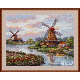 MK-167 Dutch Windmills ชุดปักครอสติชลิขสิทธิ์แท้ ครอสติชไม่พิมพ์ลาย แบรนด์ Merejka