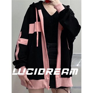 LUCIDREAM  เสื้อกันหนาว เสื้อแขนยาว เสื้อกันหนาว ผู้หญิง 2022สินค้ามาใหม่ วินเทจ Oversize เกาหลี ใส่สบายๆ ทรงหลวม สไตล์สปอร์ต สวยงาม Beautiful Chic สบาย DT220475-3 36Z230909