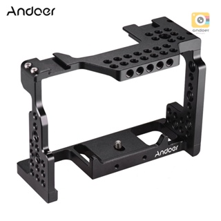 Andoer Camera Cage Video Film Movie Making Stabilizer Aluminum Alloy 1/4 Inch Screw with Cold Shoe Mount for  A7II/A7III/A7SII/A7M3/A7RII/A7RIII Camera