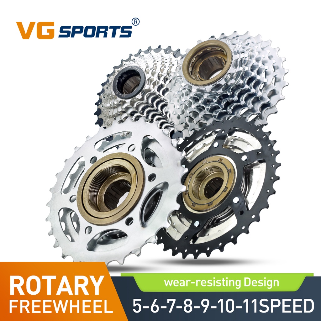 VG Sports เฟืองเกลียวจักรยาน 5/6/7/8/9 Speed Bicycle Rotating Freewheel MTB Mountain Bike Threaded  ​​14-28T 13-28T 13-32T 11-32T 11-36T เฟืองจักรยาน