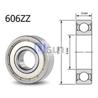 ตลับลูกปืน ลูกปืน แบริ่ง ล้อ ฝาเหล็ก Bearing แกน 6mm 606ZZ (1 ตัว)