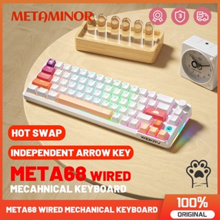 Meta68 คีย์บอร์ดเมคคานิคอล แบบใช้สาย 65% 68 คีย์ มีไฟแบ็คไลท์ สําหรับ PC MAC