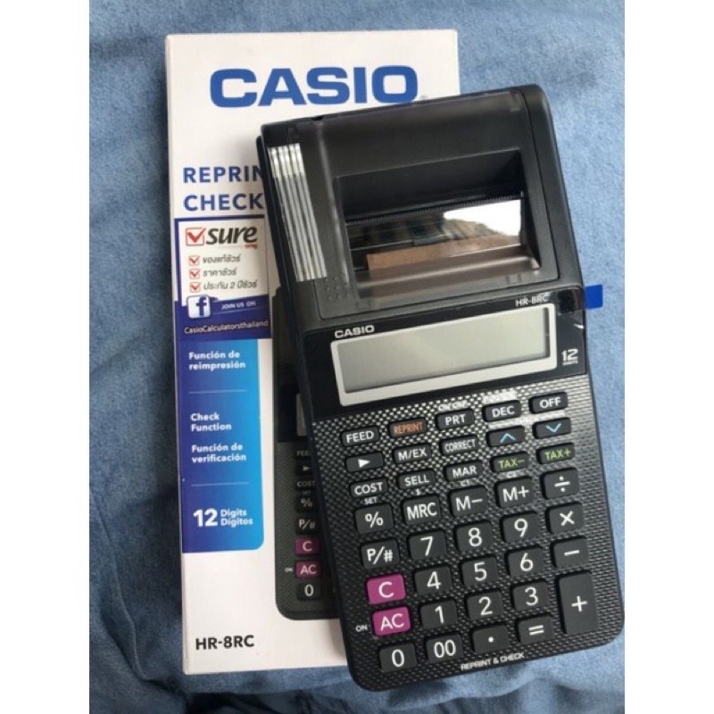 CASIO เครื่องคิดเลขพิมพ์กระดาษ HR-8RC * จอ LCD ขนาดใหญ่ แสดงตัวเลขสูงสุด 12 หลัก * พิมพ์ด้วยความเร็ว 2 บรรทัด/วินาที