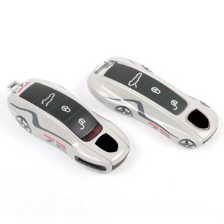 Car Key Case No.72 for Porsche Macan 711 918 Cayenne Panamera Taycan Boxster Key Fob Gray Protective Shell Replace Hard
