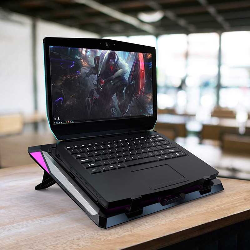 Double Blower Laptop Cooling Pad For 17 Inch Gaming Laptop, Cooler Pad With Dust Filter And Colorful Lights-US Plugl #8