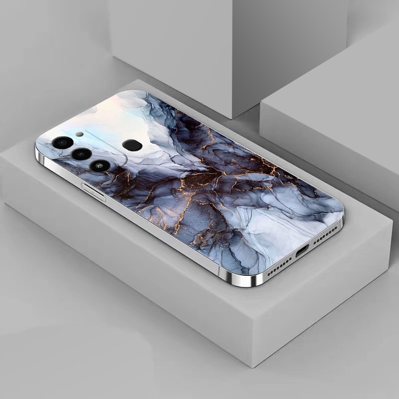 Marble สําหรับ Tecno KG5k KG5j KG5 KE5k KE5j KE5S KF6p LE6 LE6h ชุบsilvery กรณีสีสีน้ํา Art Anti-Fin