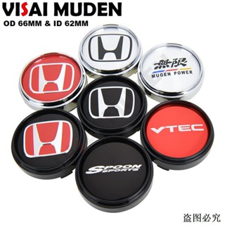 1ชุด/4ชิ้น OD 66มม/ID 62MMแข่งรถฝาครอบดุมล้อ MUGEN VTEC SPOON SPORTSโลโก้ Eฝาครอบดุมล้อรถเก๋ง ครอบดุมล้อตัวสูงสําหรับฮอนด้าHONDA