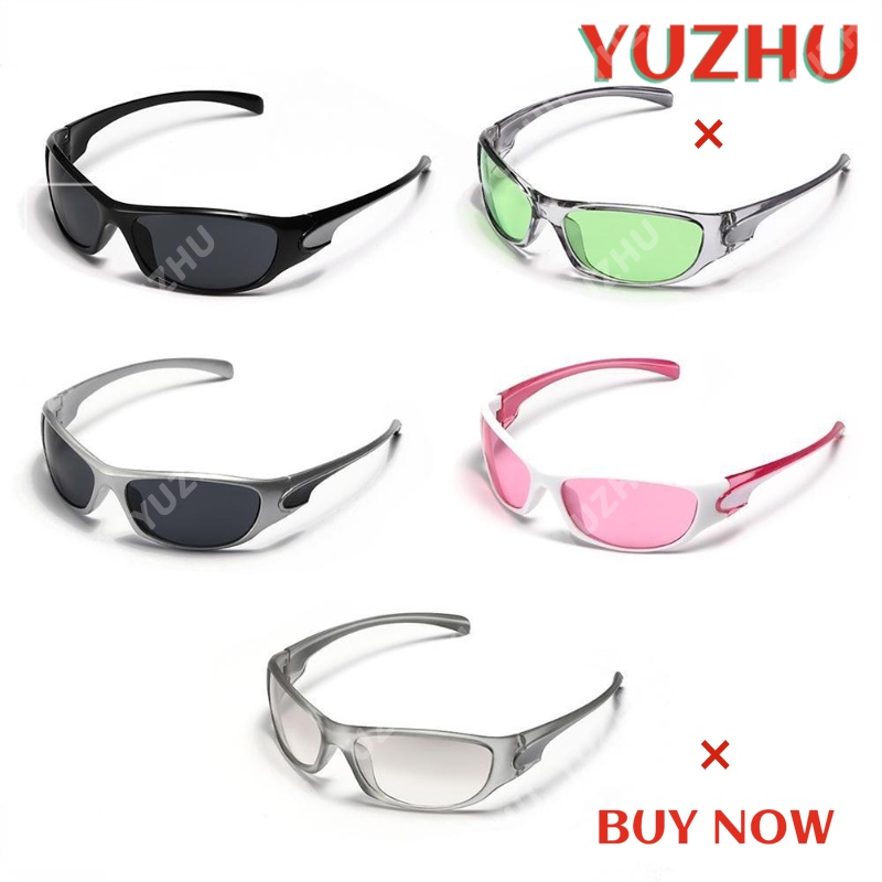 (YUZHU) Y2K แว่นกันแดดกีฬาสําหรับผู้หญิงและผู้ชาย Punk Stylish Millennial Candy-สีแว่นกันแดดบังแดด