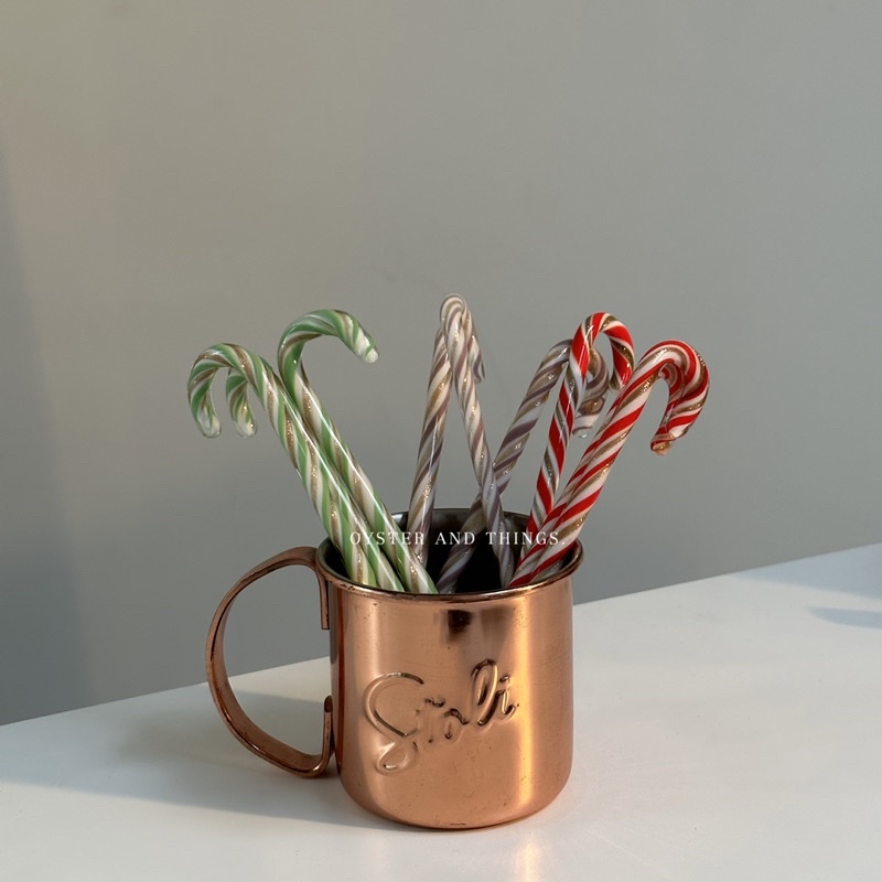Candy cane stirring rod | ที่คนแบบแก้วรูปไม้เท้าซานต้า | Oyster and Things.