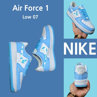 （ยิงจริง）Nike Air Force 1 Low 07 ท้องฟ้าสีฟ้าและเมฆสีขาว รองเท้าผ้าใบ รองเท้า รองเท้าวิ่ง รองเท้า nike-1-4