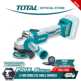 TOTAL เครื่องเจียร์ 4 นิ้ว แบตเตอรี่ ไร้สาย 20 โวลท์ รุ่น TAGLI1002 ( 20V ) **ไม่รวมแบตและที่ชาร์จ**เครื่องเจียร์ไร้สาย