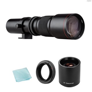 Camera Super Telephoto Lens 500mm F/8.0-32 Manual Zoom T-Mount  + 2X 500mm Teleconverter Lens + T2-EOS Adapter Ring Replacement for  EOS Rebel T7 T7i T6 T6i T5 80D 77D 700D 70