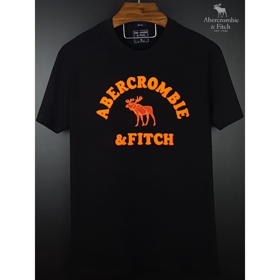 Abercrombie/Hollister Elk Letter T-Shirt ผ้าฝ้าย 100%, คุณภาพสูง แขนสั้น สวมใส่สบาย