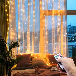 แหล่งขายและราคาม่านไฟ LED 300 ดวง รีโมตคอนโทรล ขนาด 3 ม. * 3 ม. 8 โหมด สาย USB สำหรับตกแต่งงานแต่งงาน ปาร์ตี้ บ้าน หน้าต่างอาจถูกใจคุณ