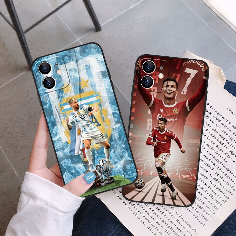 Messi และ Ronaldo สําหรับ IPhone 16 15 14 13 12 11 Pro Promax 14Plus Mini X XS XR XSMAX 6 6s 5S 6plus/6splus 7 8 SE2020 7plus/8Plus Soft Matte Casing DC
