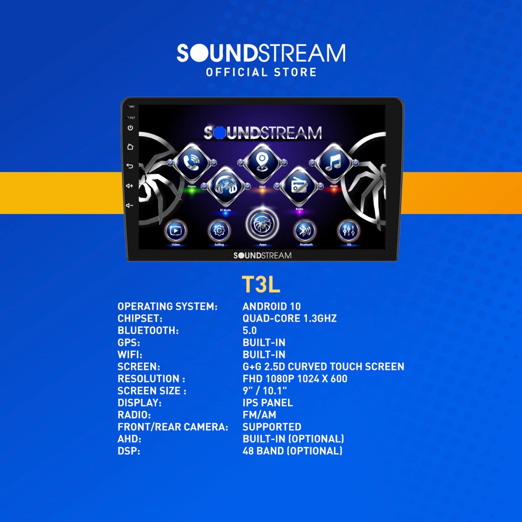 SOUNDSTREM T3L ANDROID 10 CAR PLAYER 9 INCH 10 INCH 1+16GB