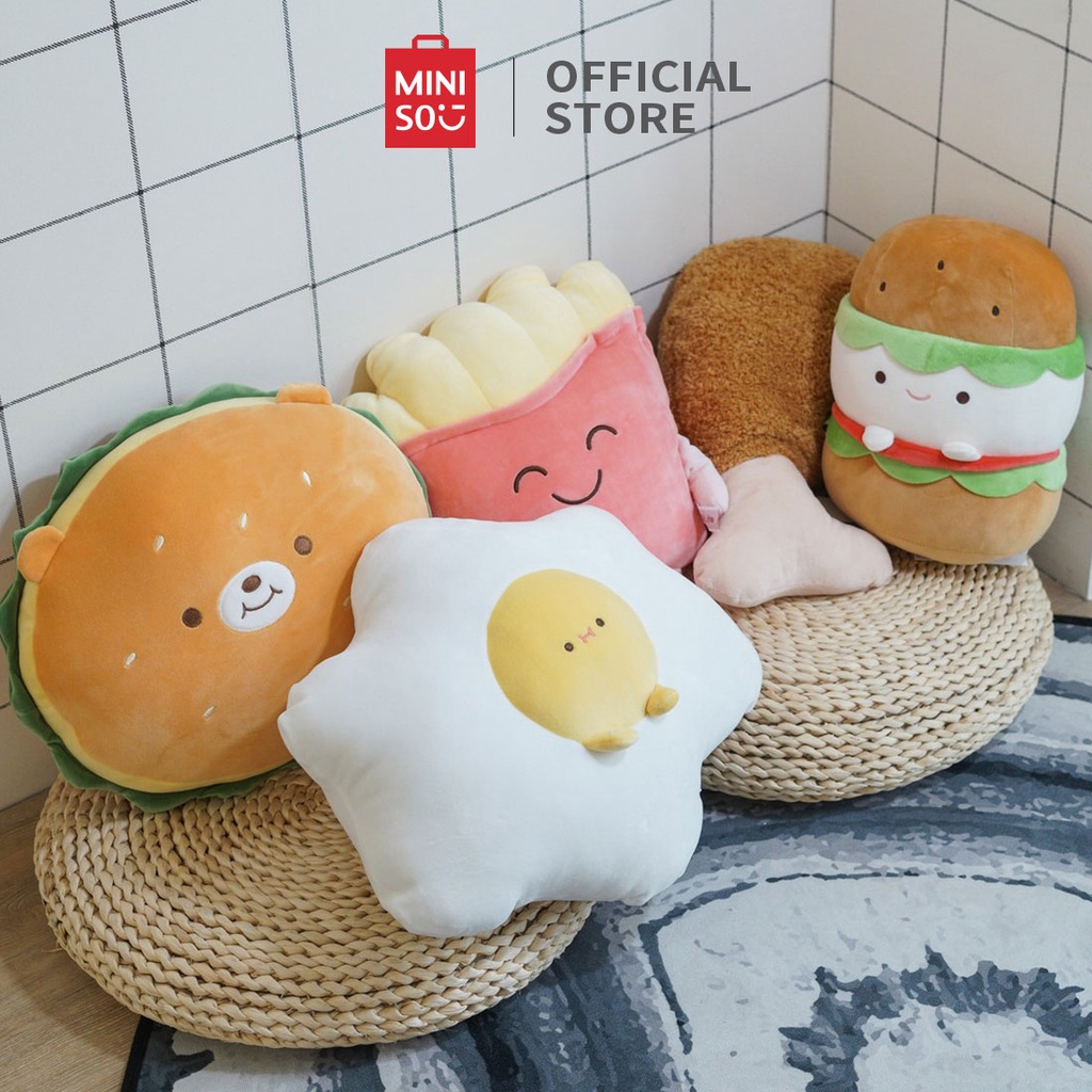 MINISO มินิโซ เบอร์เกอร์นุ่มโซฟาหมอนโซฟาชุดอาหารนั่งหมอนที่นั่งหมอน 38 ซม.น่ารักตุ๊กตาหมอนนอนของเล่นนอนตุ๊กตา