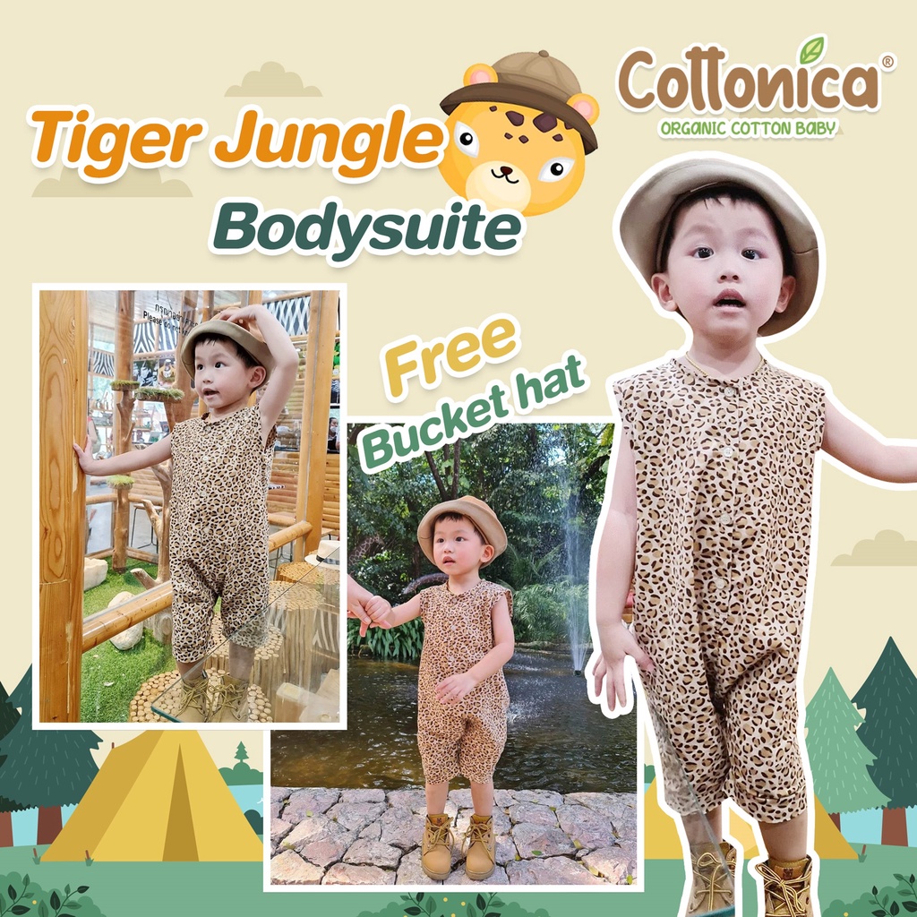Tiger Jungle ฟรี! หมวกBucket  ชุดแคมป์ปิ้งเด็ก ชุดเข้าแคมป์เด็ก  ชุดเที่ยวป่าเด็ก ชุดเที่ยวสวนสัตว์ นุ่มใส่สบาย ไม่ร้อน