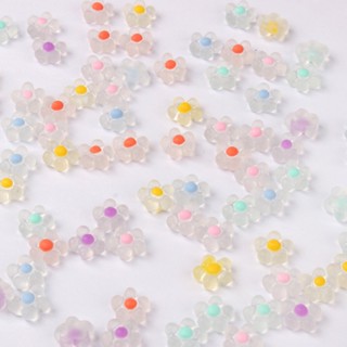 SKU-00958 ดอกไม้ใสเกสรสี ขนาด 7.5mm ( 5 อัน )