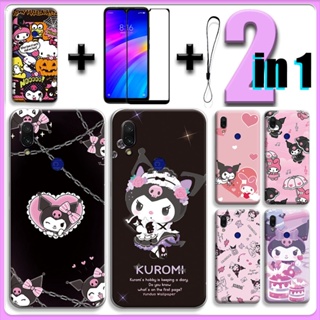 เคส 2 IN 1 สําหรับ Redmi 7 พร้อมกระจกนิรภัยกันรอยหน้าจอเซรามิค Kuromi