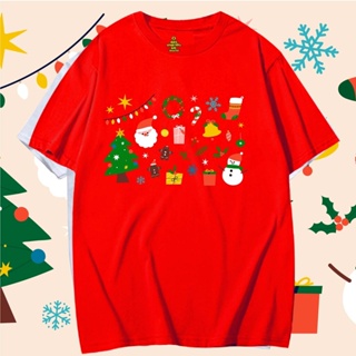 เสื้อยืดคอกลมพิมพ์ลายพร้อมส่งเสื้อยืดคริสมาส Christmas Day ผ้า Cotton ใส่ได้ทั้งแบบธรรมดาและใส่แบบ OVERSIZE