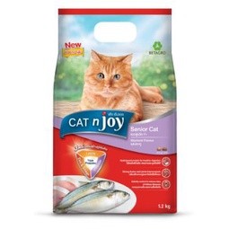 Cat n Joy อาหารแมวแคทเอ็นจอย สูตรปลาทู 7+  สำหรับแมวสูงวัยทุกสายพันธุ์ ขนาด 1.2 กก