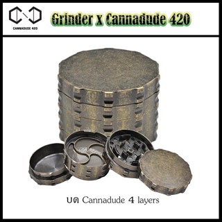 Grinder Metal 60mm ที่บดสมุนไพร เครื่องบดมือ Logo Canna 4 Layers 60มม. จัดส่งไว Grinder x Cannadude420 ทรง 10 เหลี่ยม