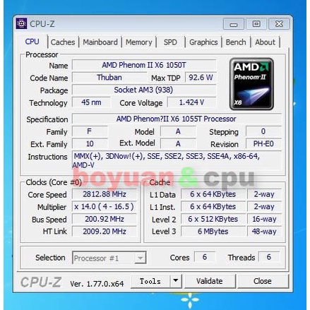 ซ็อกเก็ตประมวลผล CPU AMD Phenom II X6 1055T 1055 2.8G 95W HDT55TWFK6DGR AM3 #1