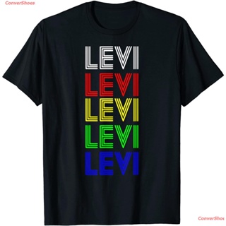 เสื้อสีขาว เสื้อยืดยอดนิยม LEVI Personalized First Name Retro Vintage Style T-Shirt Popular T-shirts