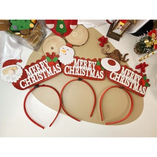 ที่คาดศีรษะ พิมพ์ลายตัวอักษรภาษาอังกฤษ MERRY CHRISTMAS CHRISTMAS สีแดง สําหรับครอบครัว