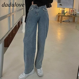 DaDulove💕 New Korean Version of Raw Edge Jeans Loose High Waist Straight Pants plus Size Womens Wide Leg Pants