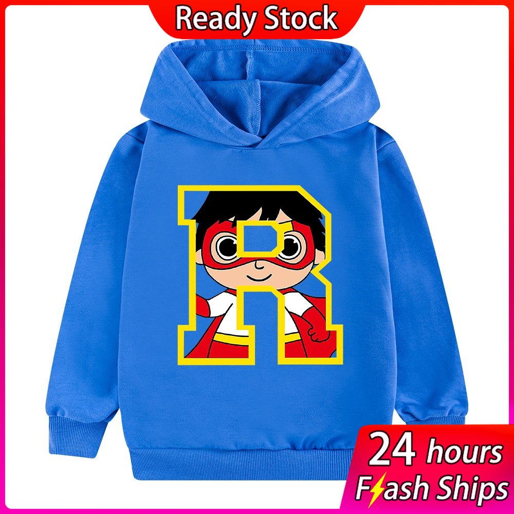 เสื้อแจ็คเก็ตแฟชั่น Boy and Girl Ryan World Cartoon Spring Casual Long Sleeve Sweatshirt Top
