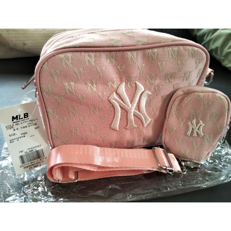 NY กระเป๋าสะพายไหล่ MLB สีชมพู