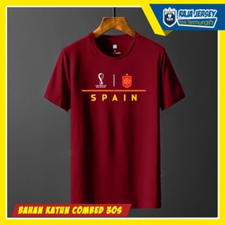 T SHIRT T-SHIRT SPAIN Ball SPAIN SPAIN WORLD WORLD QATAR 2022 Cotton COMBED 30Sเสื้อยืด