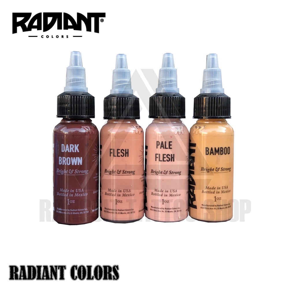 สีสักลาย สีสักตัว สีแท้100% สีสักเรเดียนเฉดเนื้อ น้ำตาล ขนาด 1 ออนซ์ RADIANT COLORS