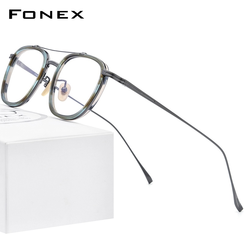Fonex แว่นตาแฟชั่น กรอบไทเทเนียม ทรงสี่เหลี่ยม สไตล์วินเทจ สําหรับ Unisex F9025