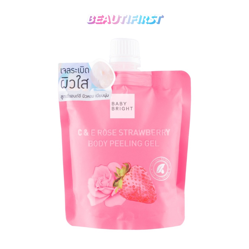 เจลระเบิดผิวใส BABY BRIGHT C&E ROSE STRAWBERRY BODY PEELING GEL (200ml)