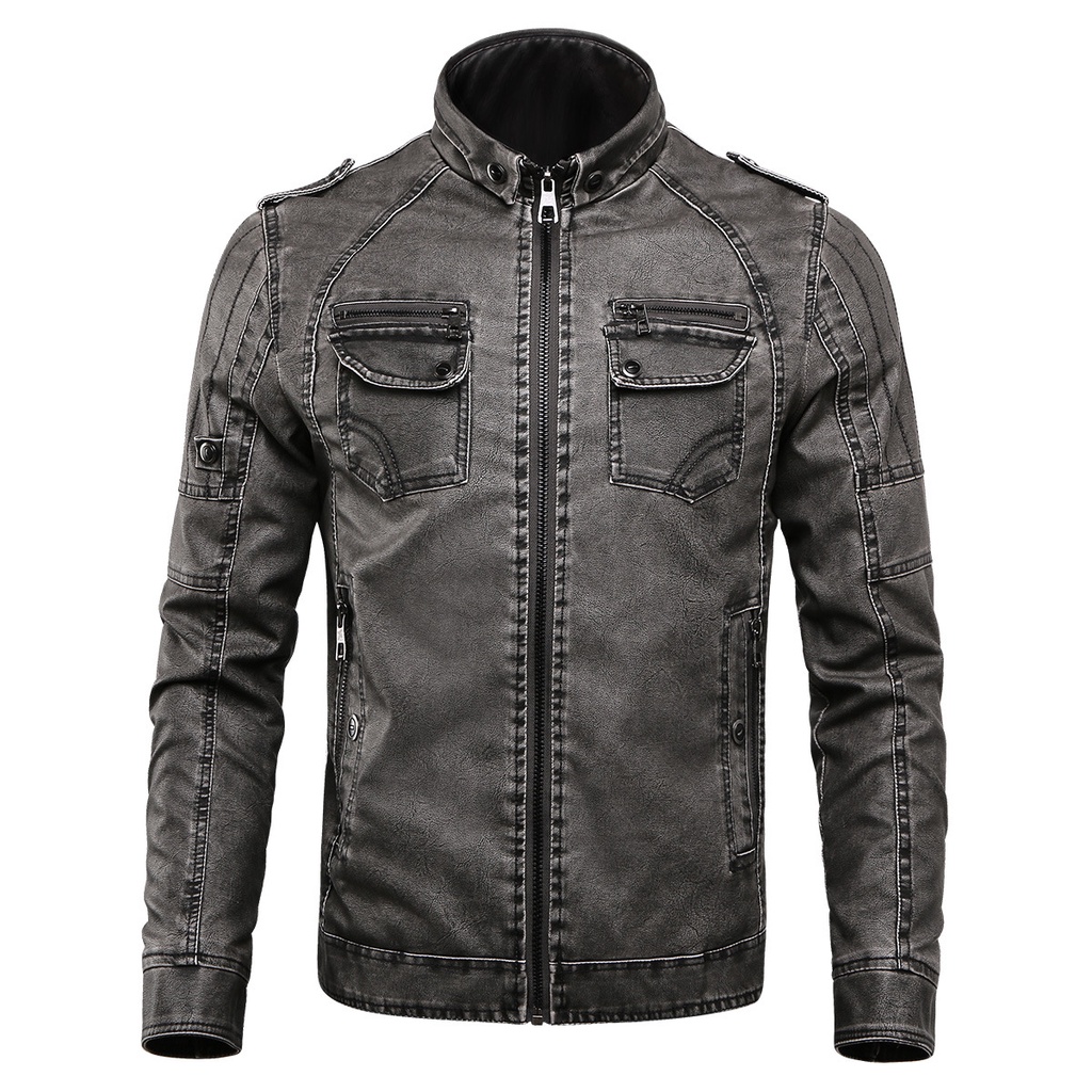 AReal Leather Jacket Coats Blue Brown Black Fur Jackets Mens Clothing Leather Genuine Leather Vintage  Fox Fur Coat Drop #4
